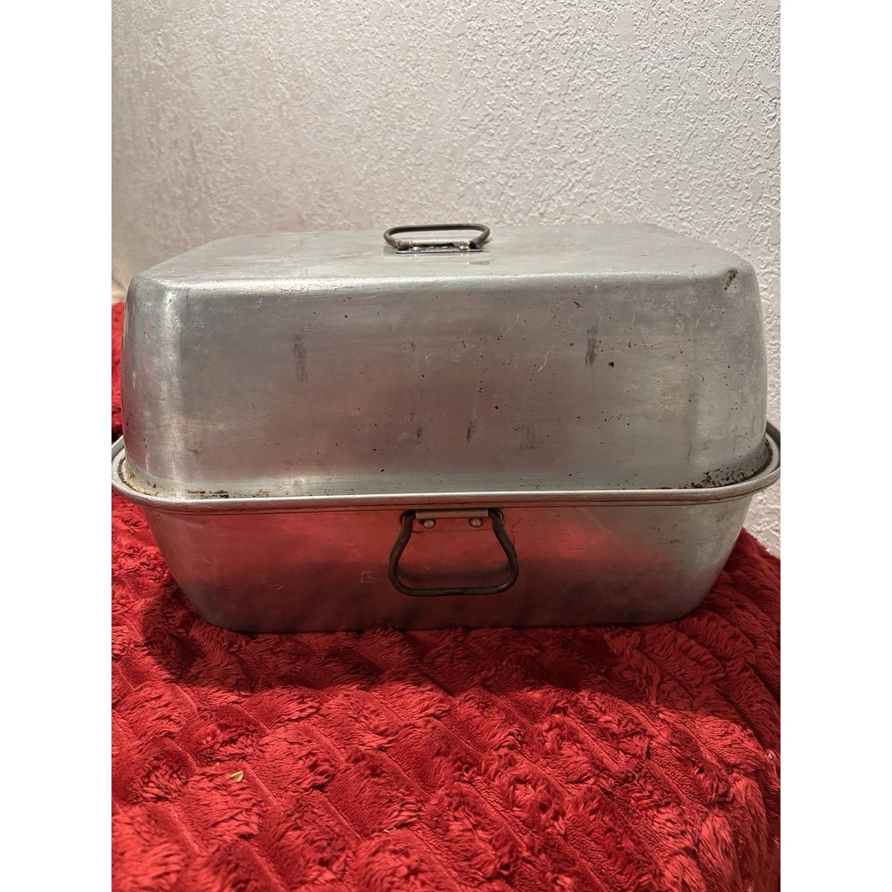 VTG 3-Piece Wear-Ever Aluminum Turkey Roaster 14x10x9 Lid & Rack Retro Americana